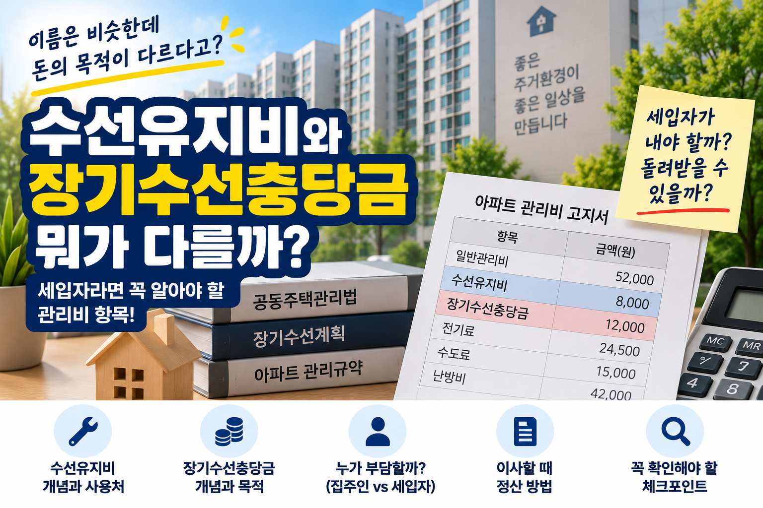 수선유지비와 장기수선충당금, 뭐가 다를까?｜세입자라면 꼭 알아야 할 관리비 항목